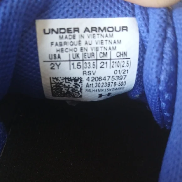 Under Armour Kids Royal Blue Sneakers - Picture 2 of 6